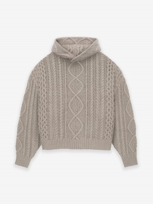 Fear Of God Cable Knit Hoodie Khaki | FOG-SN593534