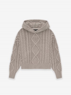 Fear Of God Cable Knit Hoodie Khaki | FOG-SN593795