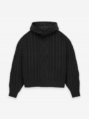 Fear Of God Cable Knit Hoodie Nere | FOG-SN593615