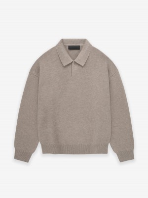 Fear Of God Essentials Knit Polo Khaki | FOG-SN593559