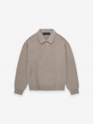 Fear Of God Essentials Knit Polo Khaki | FOG-SN593809