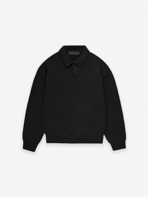 Fear Of God Essentials Knit Polo Nere | FOG-SN593812