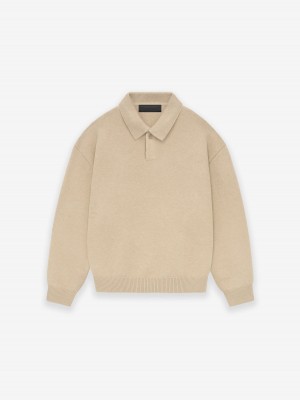 Fear Of God Essentials Knit Polo Oro | FOG-SN593806