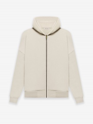 Fear Of God Fleece Zip Hoodie Beige | FOG-SN593337