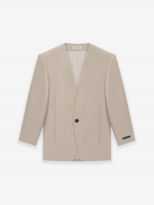 Fear Of God Lana Vergine Mohair Lapelless Jacket Beige | FOG-SN593373