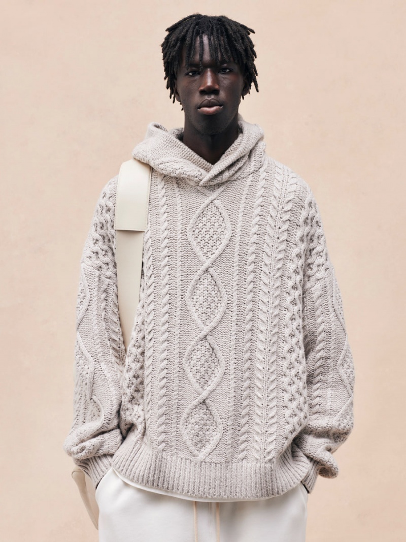 Fear Of God Cable Knit Hoodie Argento | FOG-SN593536