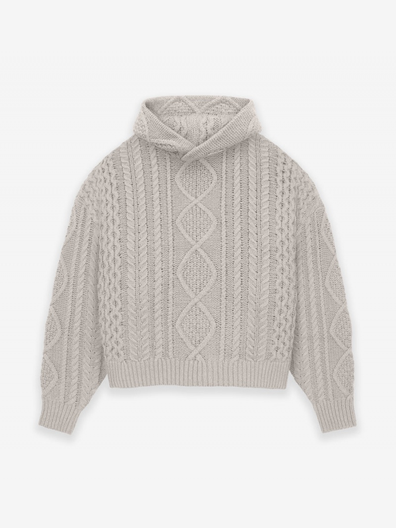 Fear Of God Cable Knit Hoodie Argento | FOG-SN593536