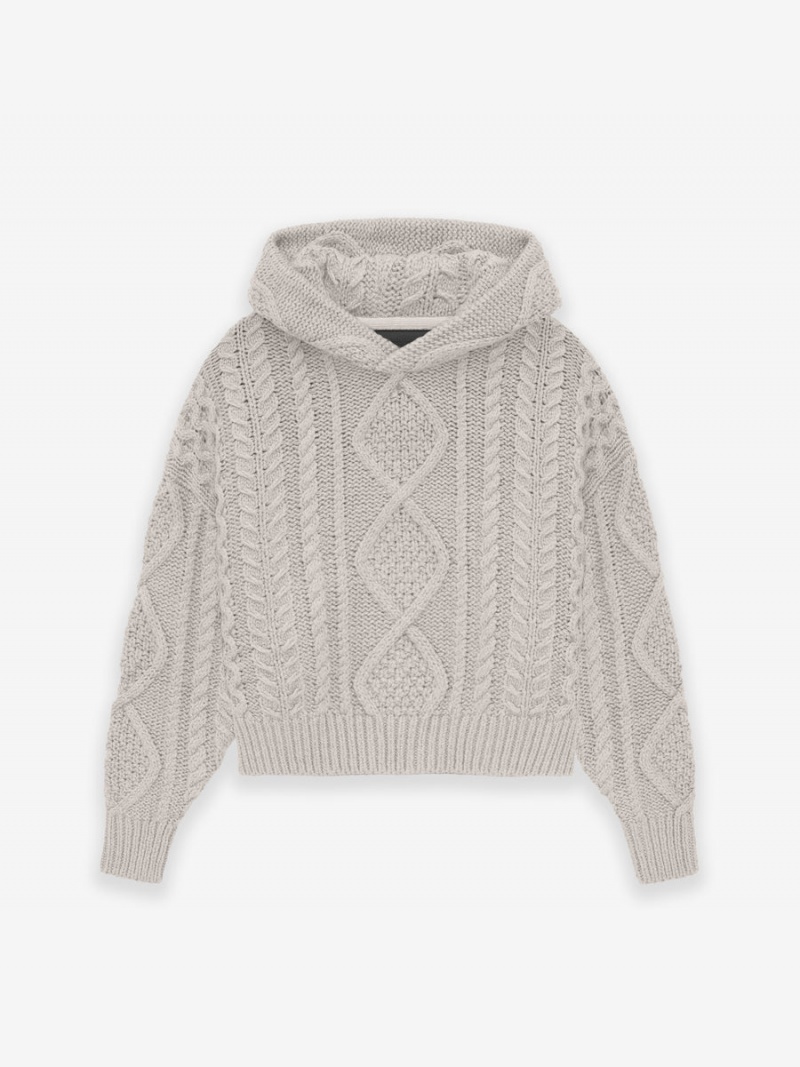 Fear Of God Cable Knit Hoodie Argento | FOG-SN593796