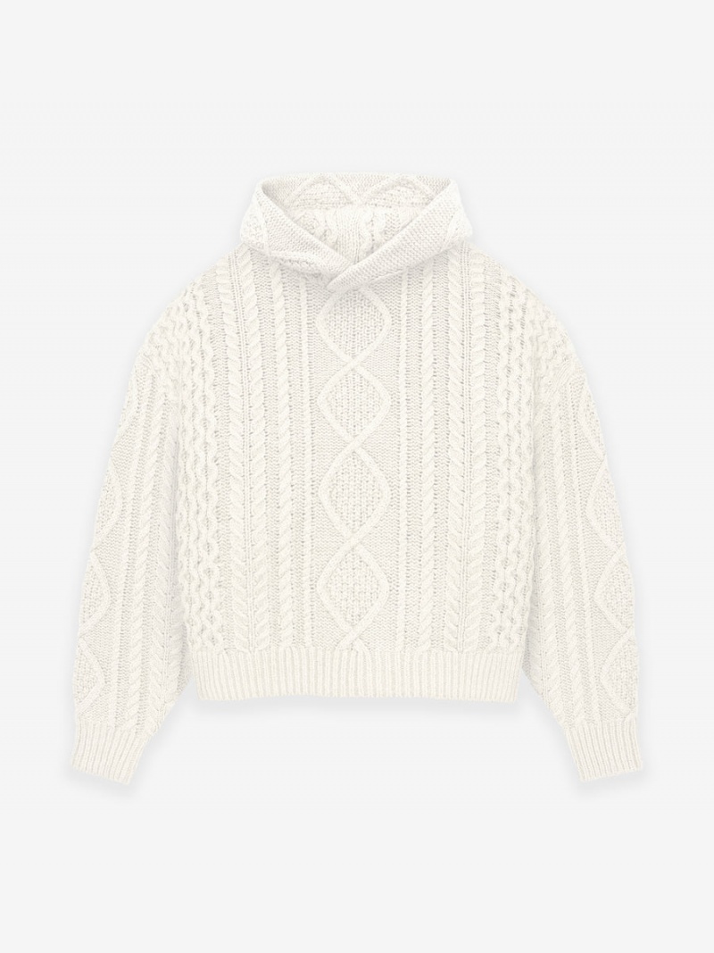 Fear Of God Cable Knit Hoodie Bianche | FOG-SN593617