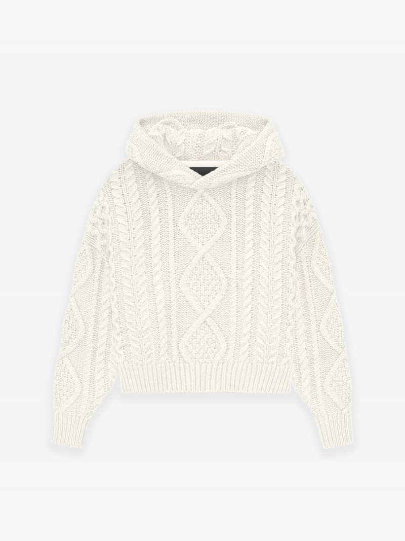 Fear Of God Cable Knit Hoodie Bianche | FOG-SN593797