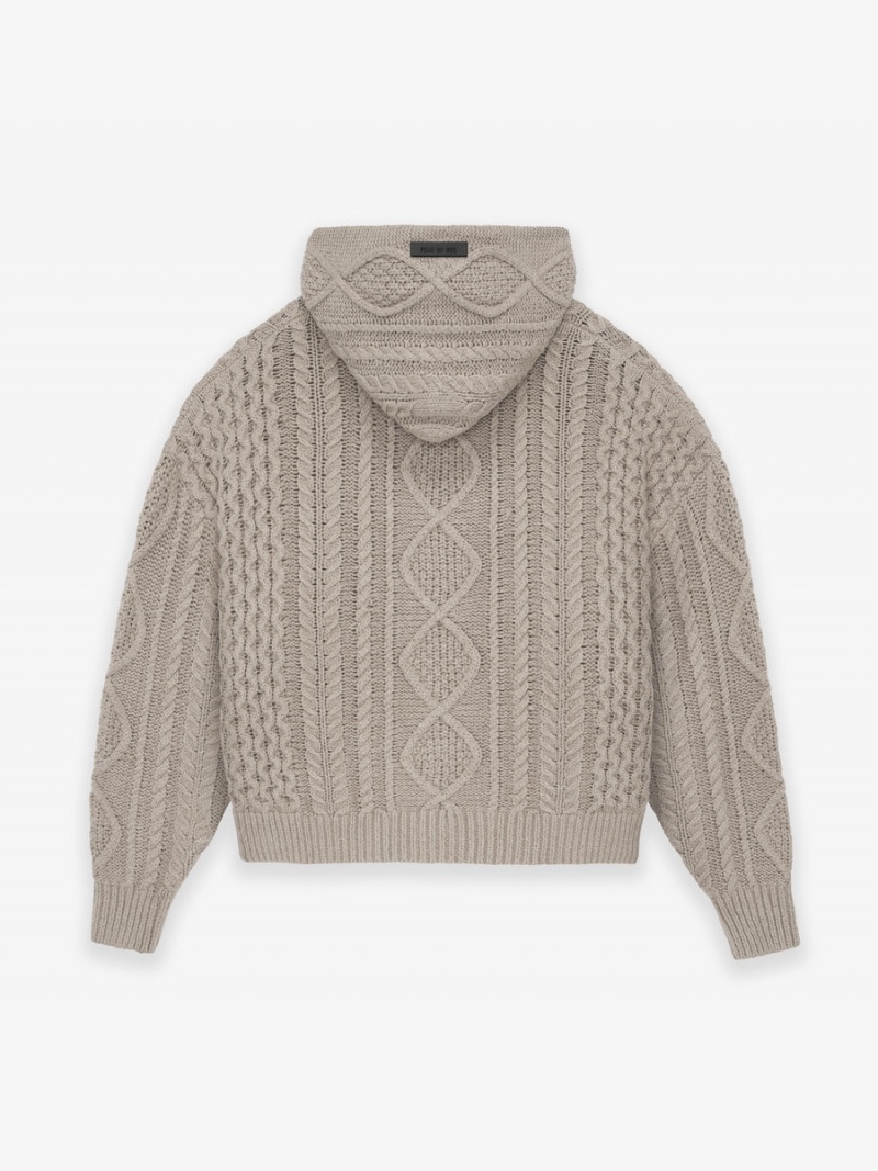 Fear Of God Cable Knit Hoodie Khaki | FOG-SN593534