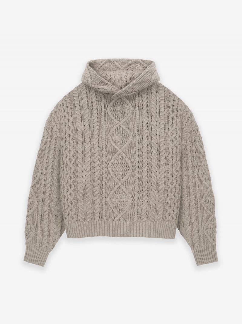 Fear Of God Cable Knit Hoodie Khaki | FOG-SN593534