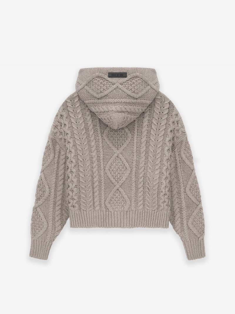 Fear Of God Cable Knit Hoodie Khaki | FOG-SN593795