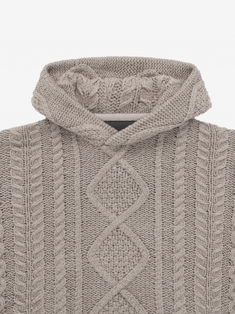 Fear Of God Cable Knit Hoodie Khaki | FOG-SN593795