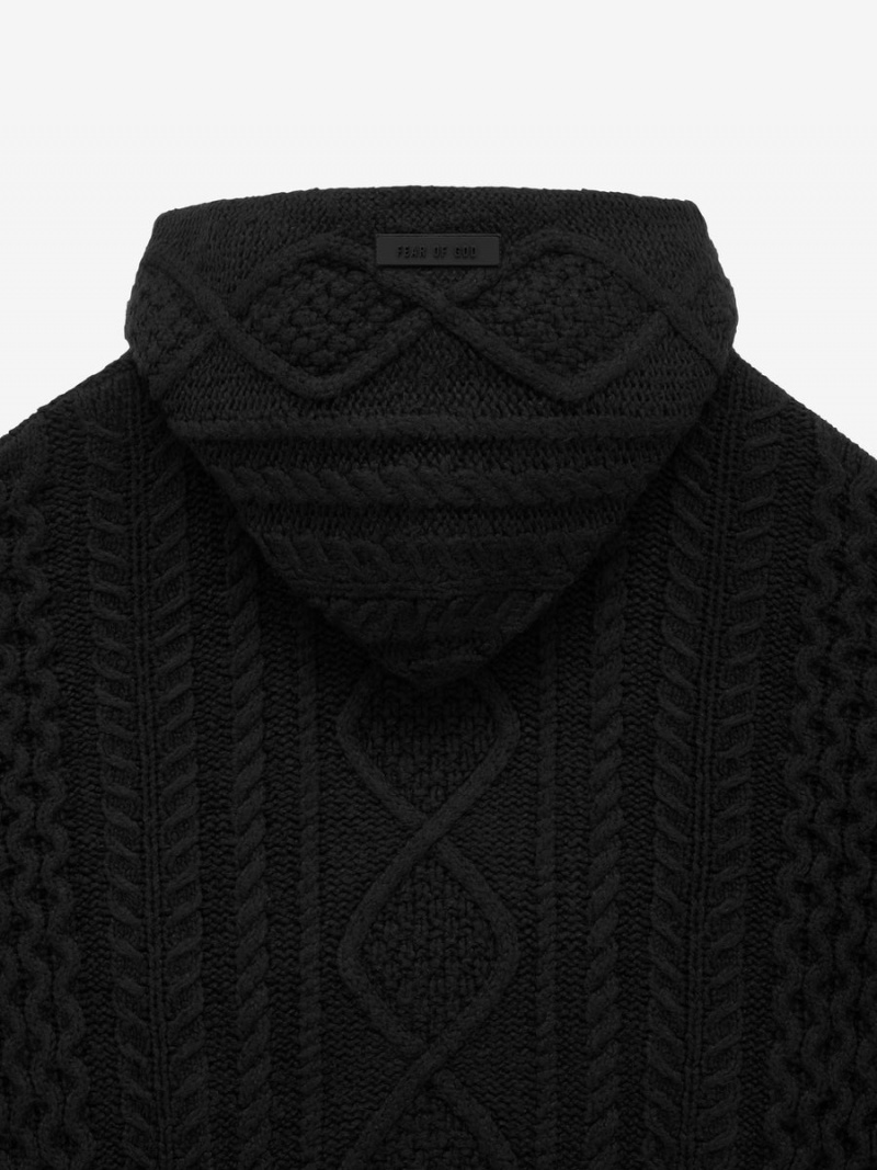 Fear Of God Cable Knit Hoodie Nere | FOG-SN593744