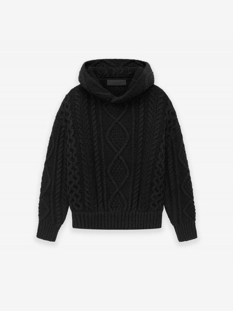 Fear Of God Cable Knit Hoodie Nere | FOG-SN593744