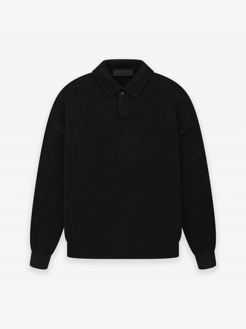 Fear Of God Essentials Knit Polo Nere | FOG-SN593527