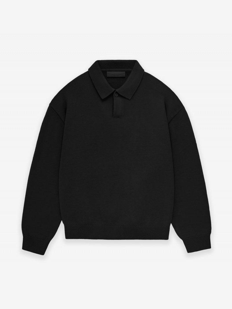 Fear Of God Essentials Knit Polo Nere | FOG-SN593562