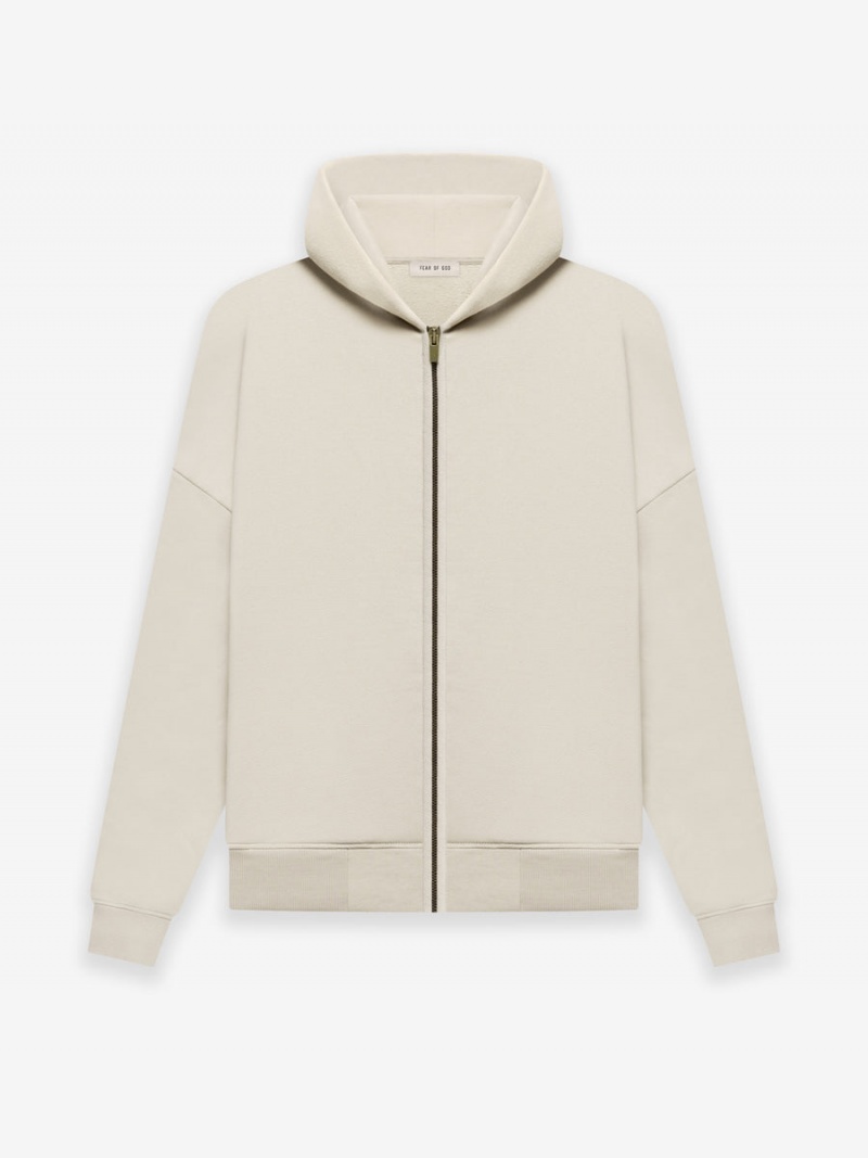 Fear Of God Fleece Zip Hoodie Beige | FOG-SN593337