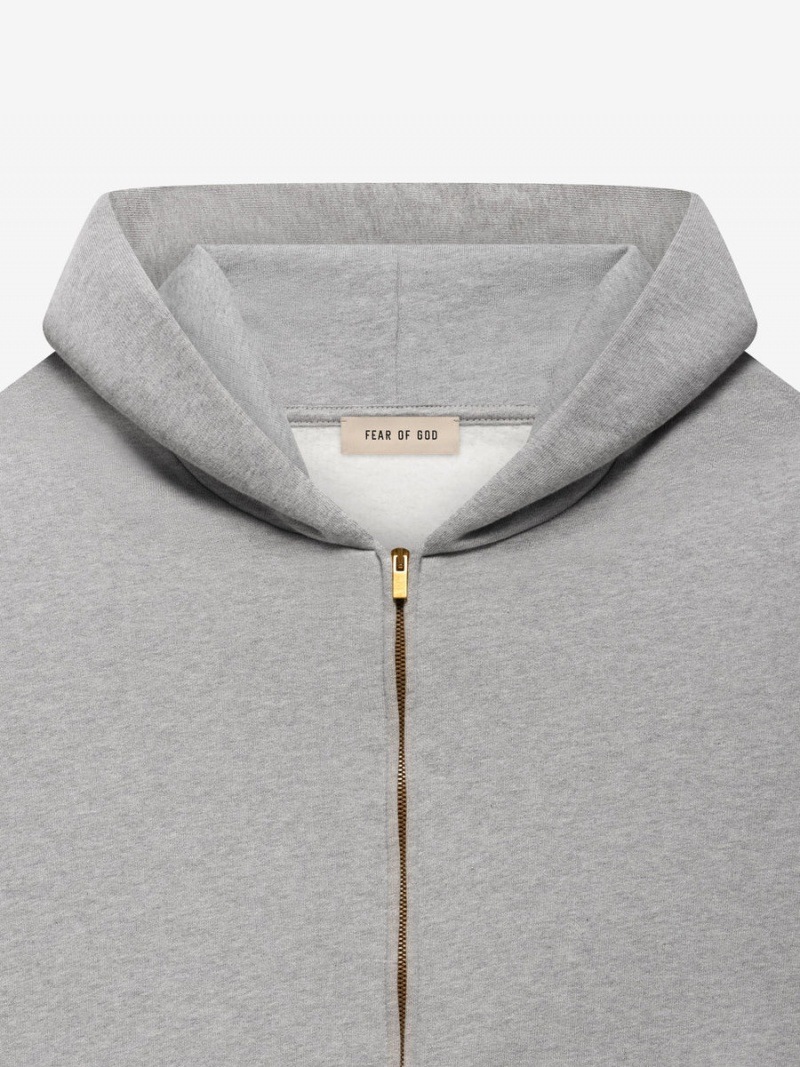 Fear Of God Fleece Zip Hoodie Grigie | FOG-SN593288