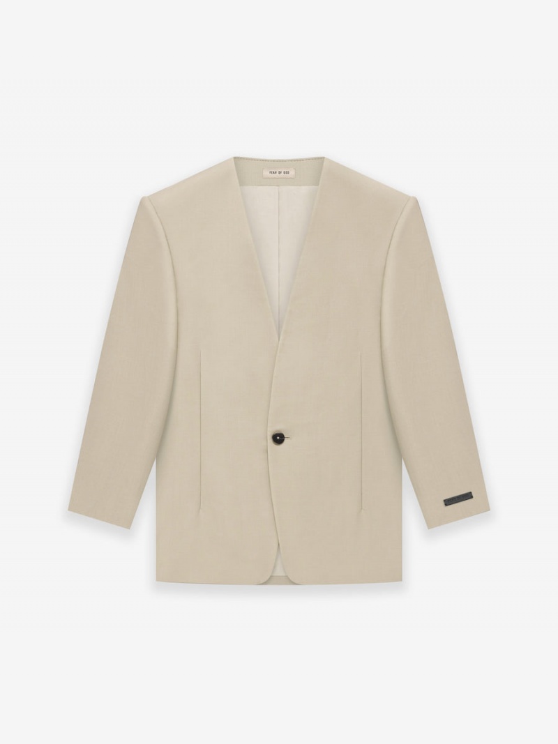 Fear Of God Lana Vergine Mohair Lapelless Jacket Beige | FOG-SN593360