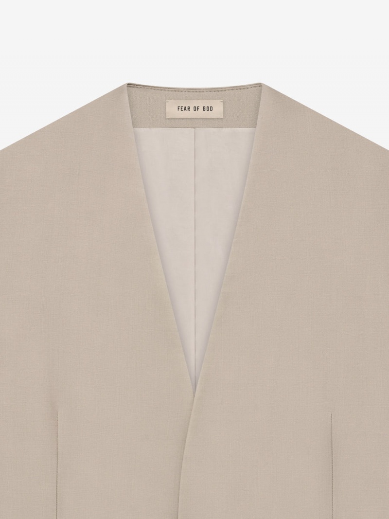 Fear Of God Lana Vergine Mohair Lapelless Jacket Beige | FOG-SN593373