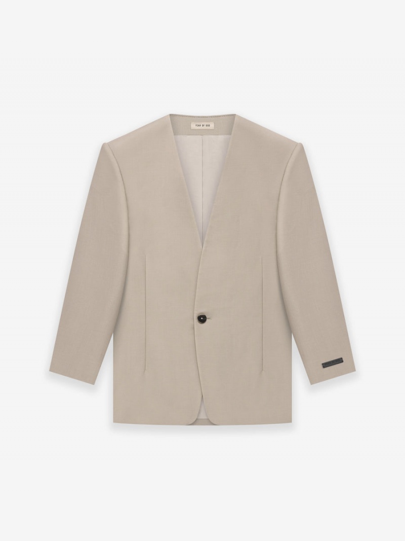 Fear Of God Lana Vergine Mohair Lapelless Jacket Beige | FOG-SN593373